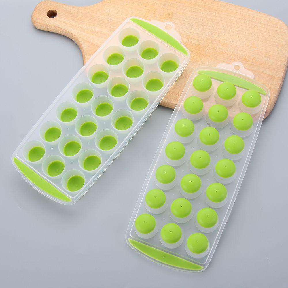 Solighter Ice Cube Tray Cetakan Jelly Rumah Tangga Kitchen &amp; Bar 21slot Bulat Cetakan Silikon