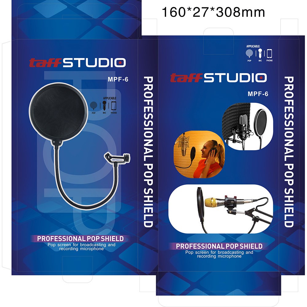 TaffSTUDIO Pop Shield Filter Mikrofon Dual Layer BOP - MPF-6