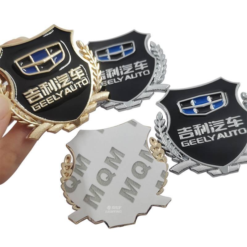 2pcs Stiker Emblem / Badge Logo Geely Bahan Metal Untuk Kaca Samping Mobil Geely