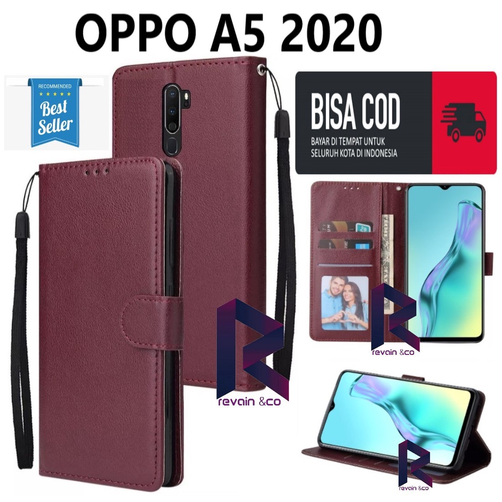 CASE DOMPET OPPO A5 2020 FLIP WALLET LEATHER KULIT PREMIUM SARUNG BUKA TUTUP FLIP CASE OPPO A5 2020