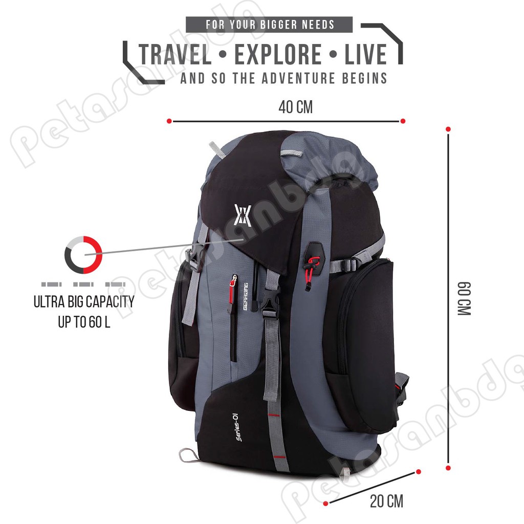 PTS -McNeil Wilder Pack - Tas Gunung Camping Mountain Backpack - Grey MCO2