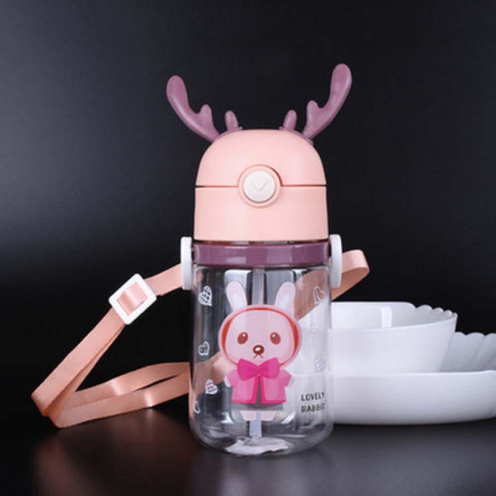 [Elegan] Botol Air Minum Portable Animal Gravity Ball Outdoor Plastik Sedotan Tempat Minum