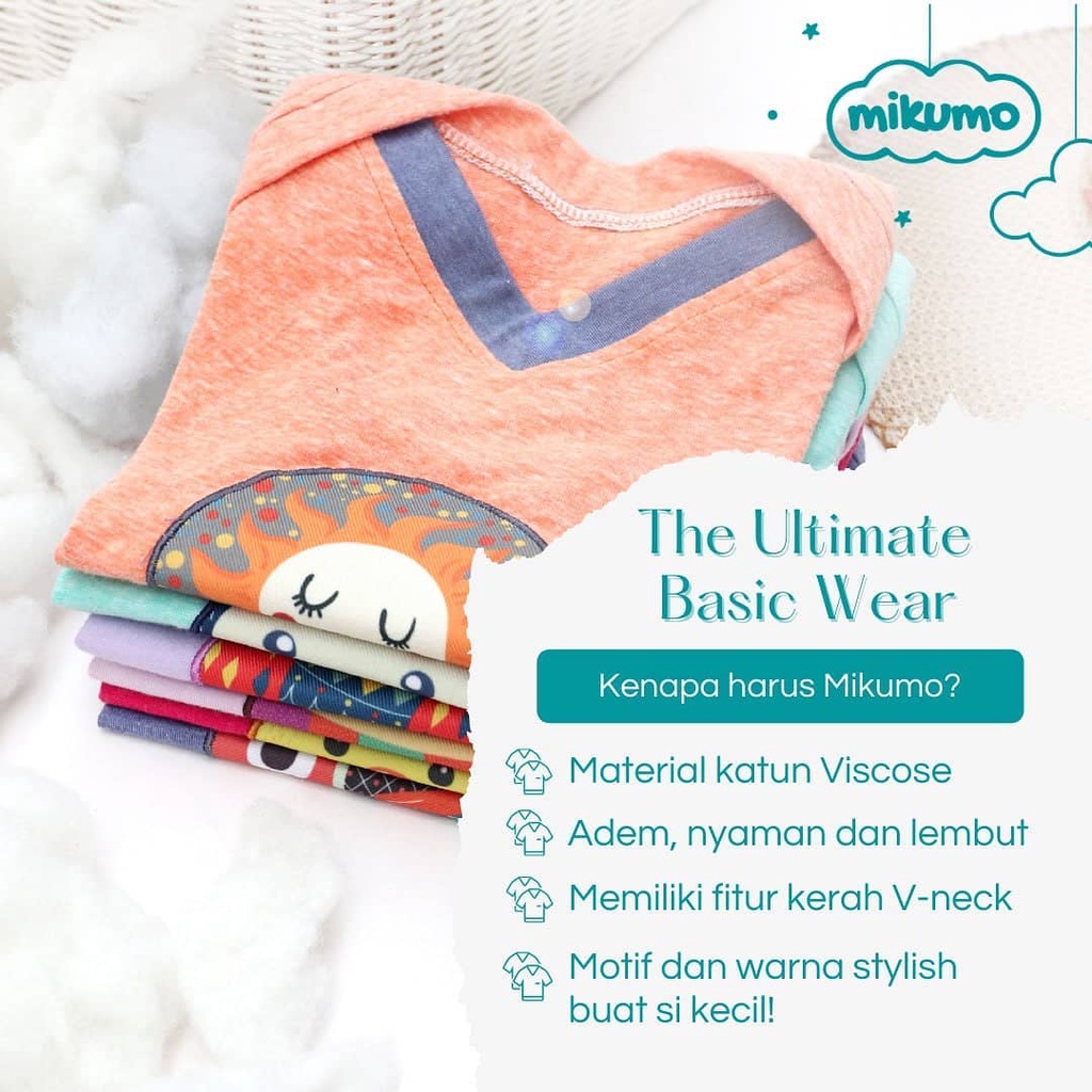 MIKUMO - Setelan Baju Anak Motif by CuddleMe 1-2 Tahun - Setelan Baju Anak Unisex - 1 Stel