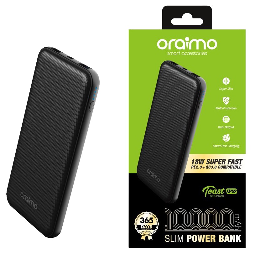 POWERBANK PORTABLE 10000MAH ORAIMO OPB-P108D 2 USB SUPER SLIM