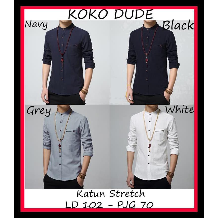 paling murah KOKO DUDE BAJU KOKO LENGAN PANJANG GROSIR TANAH ABANG LEBARAN - Hitam, S terbaik