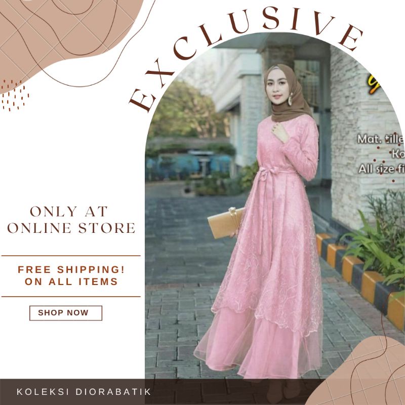 Dress Sabrina Tille //JUMBO &amp; STANDAR Kombi Brokat Mutiara Velvet Premium High Quality