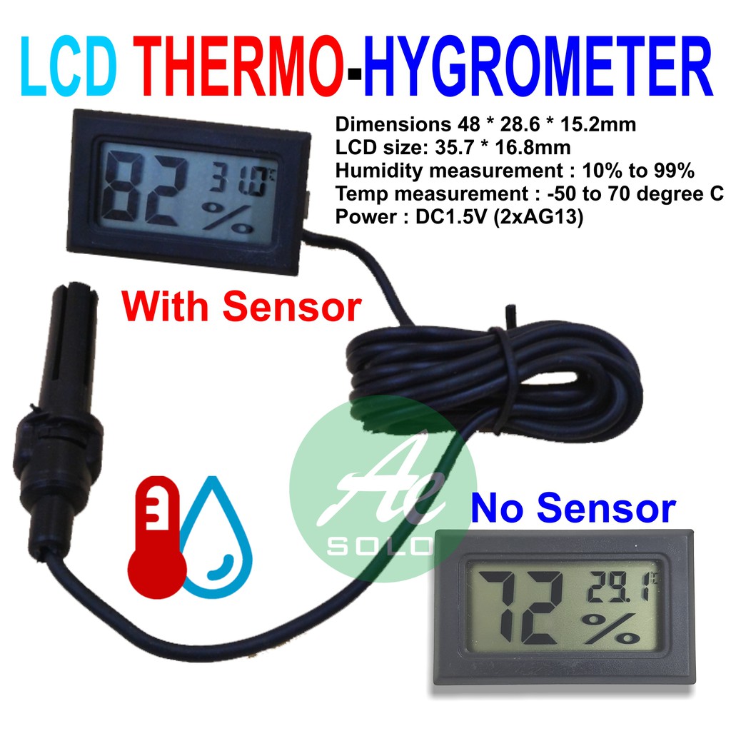 LCD Hygrometer Thermometer Thermo-Higrometer Temperature Kelembaban