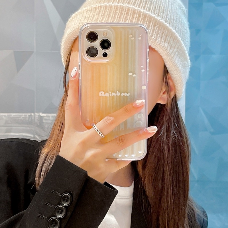 Simple Hologram Rainbow Softcase Cute Lucu for iphone XS XS Max XR 11 Pro Max 12 Pro Max 13 Pro Max