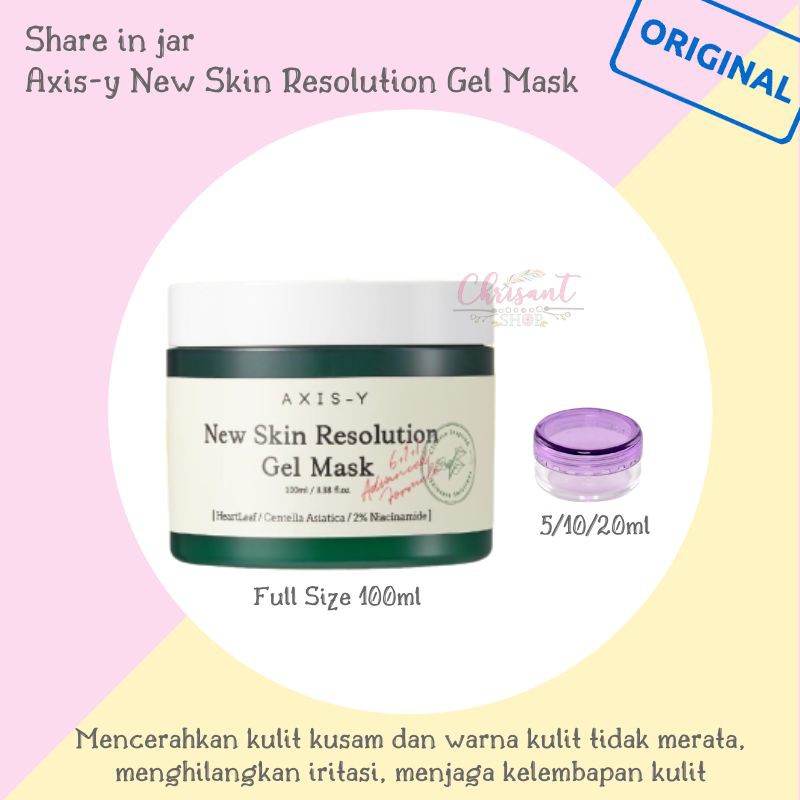 Axis-y new skin resolution gel mask axis y gel mask ori share jar / full masker wajah