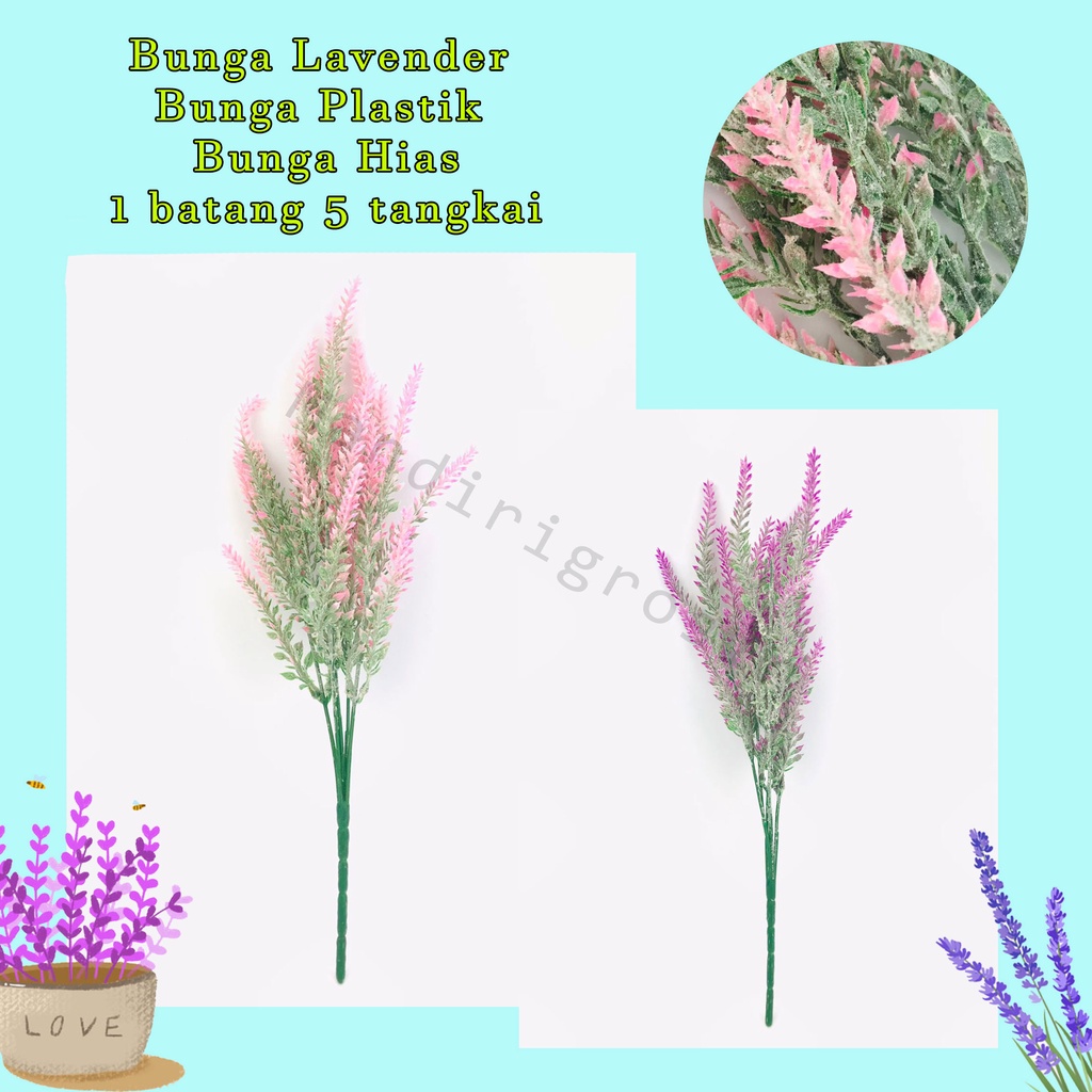 Bunga Plastik *Bunga Lavender * Bunga Hias *1 batang 5 tangkai