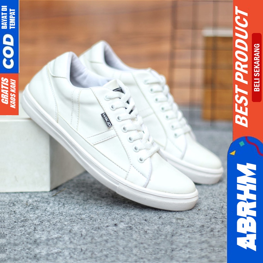 Sepatu Sneakers Pria Sepatu Casual Pria Kulit Pu Sepatu Kerja Kuliah Kondangan Sepatu Hitam Pria GUMO ABRHM