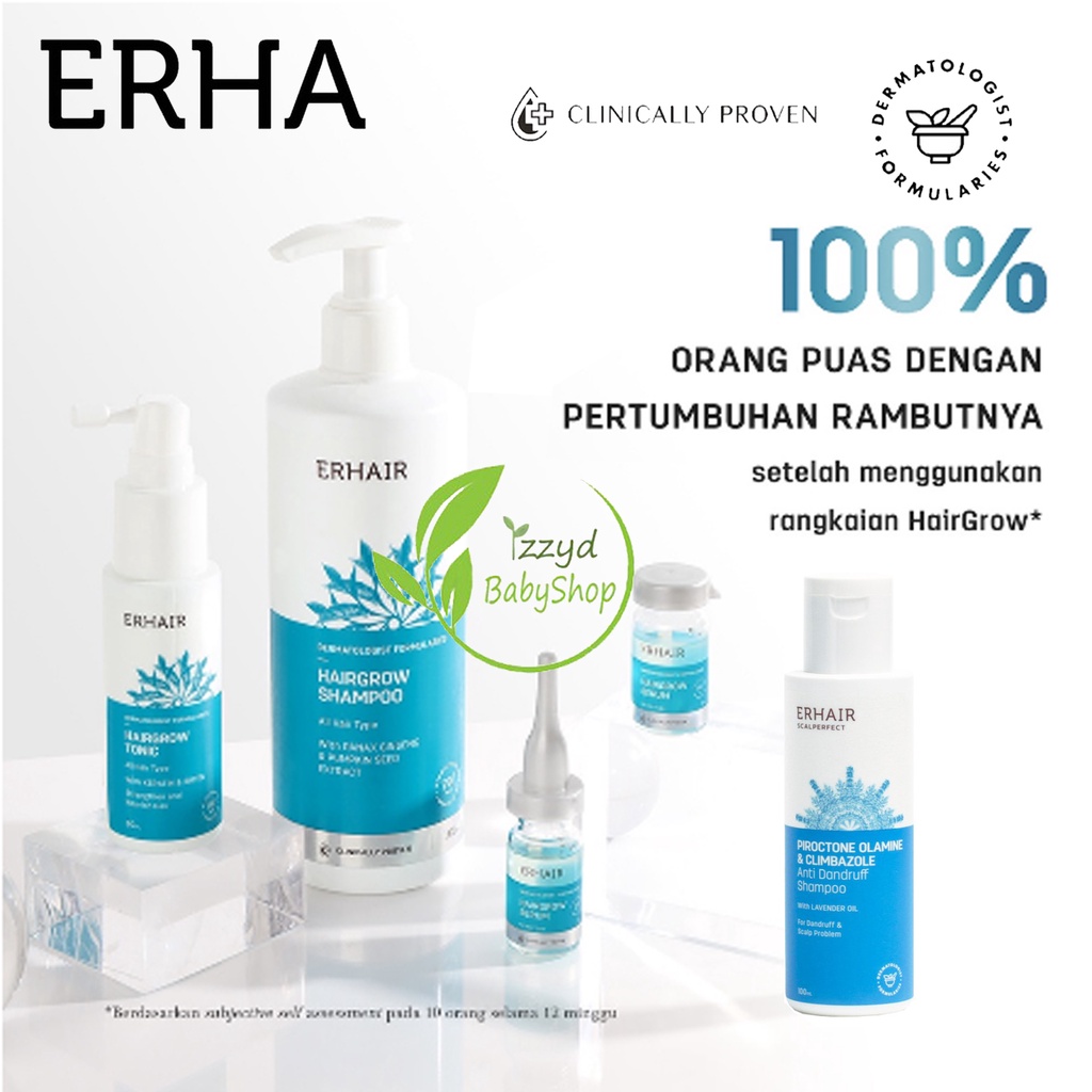 Erha hair grow serum 7x8 ml, tonic 60ML, shampoo 100 ML Anti Rontok &amp; Penumbuh Rambut / scalperfect anti ketombe shampo 100ML