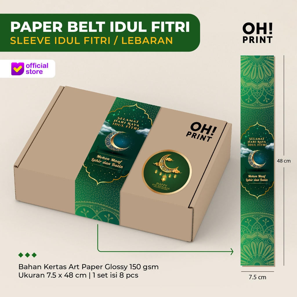 32 PCS Paper Belt Idul Fitri | Paper Sleeve Lebaran | Sabuk Box Lebaran | Belt Hampers Lebaran | Pap