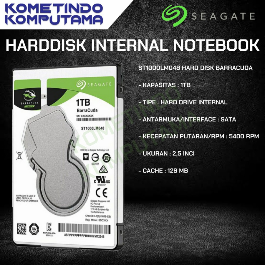 2.5&quot; 1TB HARDISK SEAGATE BARRACUDA INTERNAL LAPTOP 1TB SATA 2.5&quot; Hdd Int Hardisk 100% GARANSI RESMI MFI