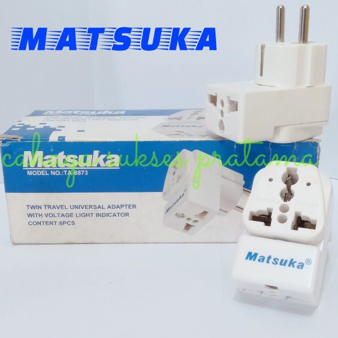 Universal Travel Adaptor/Over Steker Twin/Double Dengan Lampu Indikator TA 8873 Matsuka