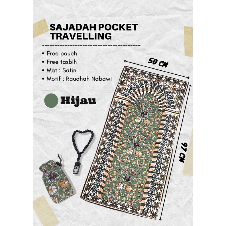 Sajadah Pocket Motif Raudhah Nadawi Free Tasbih