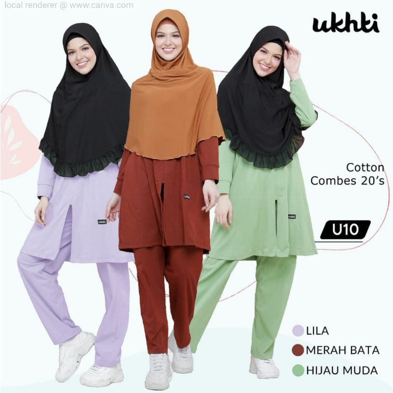 Pakaian Olahraga Wanita Ukhti U10 Bahan Combed By Ukhti Munira