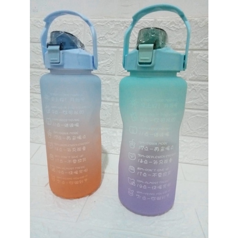 Botol Minum Tritan 2 Liter Rainbow BPA Free Premium Free Sticker Lucu - Botol Minum 2L Warna Gradasi