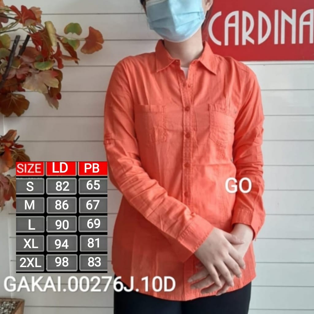 BB CARDINAL CB KEMEJA Pakaian Wanita Atasan Kemeja Hem Lengan Panjang Casual Santai Original