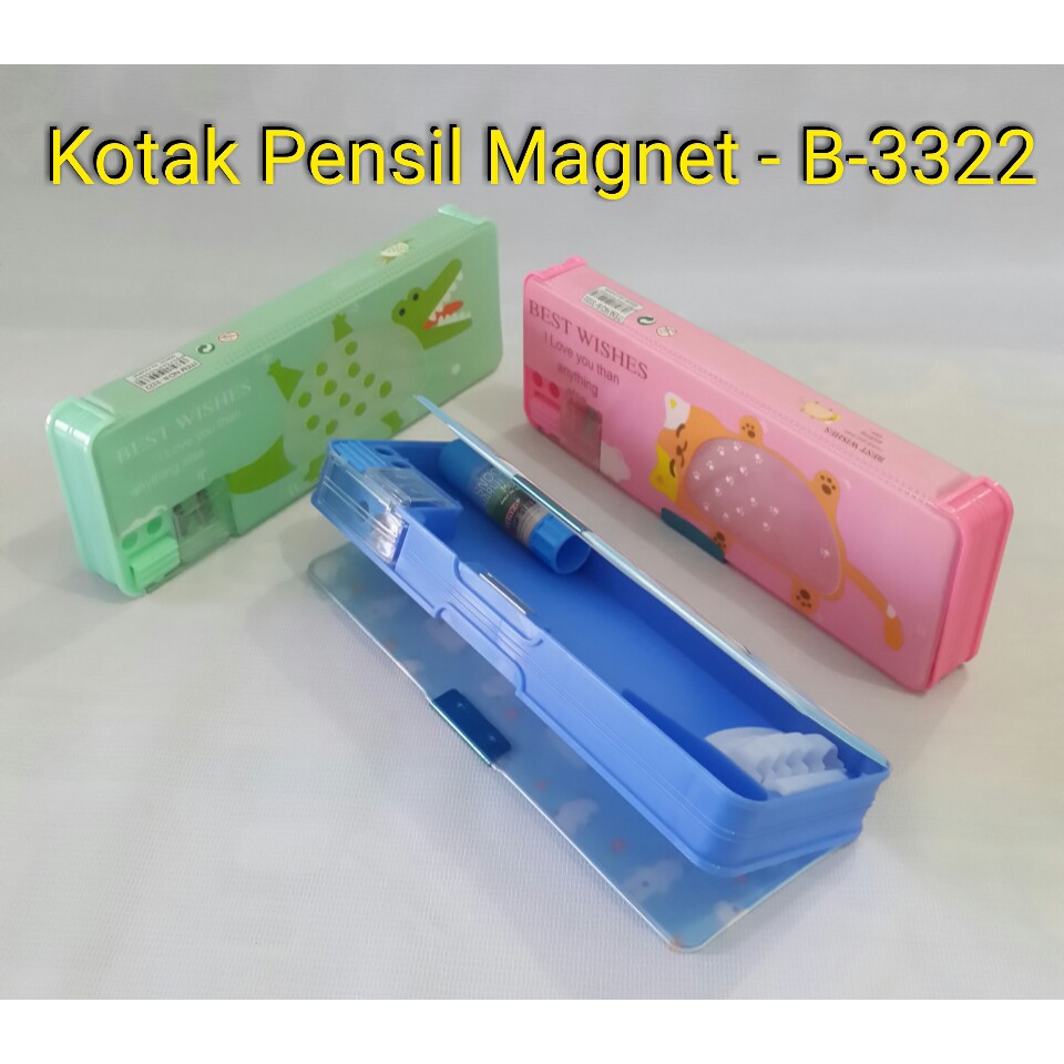 Tempat Pensil B3322 2Magnet 2Lapis / Kotak Pensil Souvenir TERMURAH.