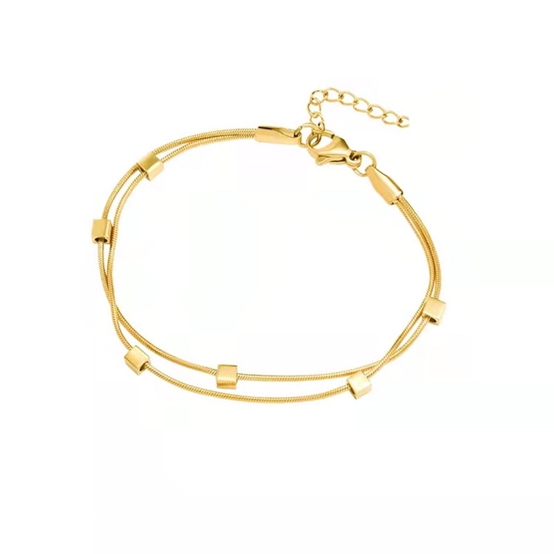 Gelang Titanium Kotak 2 Layer Trending Premium Vintage Korea Style