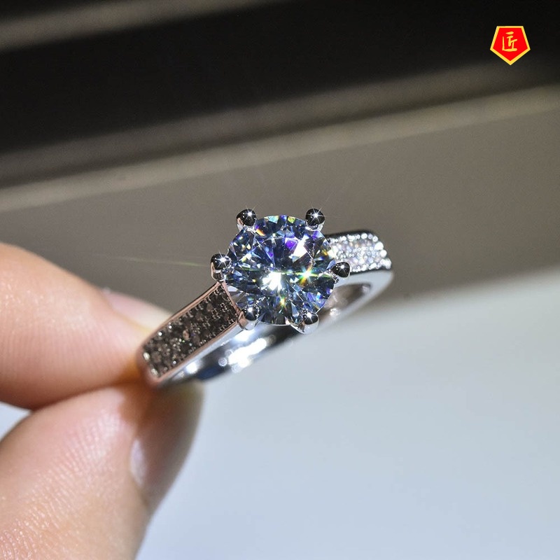 [Ready Stock]Simple Elegant Pt950 Platinum Inlaid Moissanite Ring