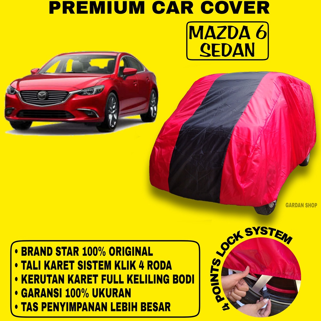 Body Cover MAZDA 6 SEDAN MERAH HITAM Penutup Bodi Mobil Mazda 6 Sedan Waterproof PREMIUM