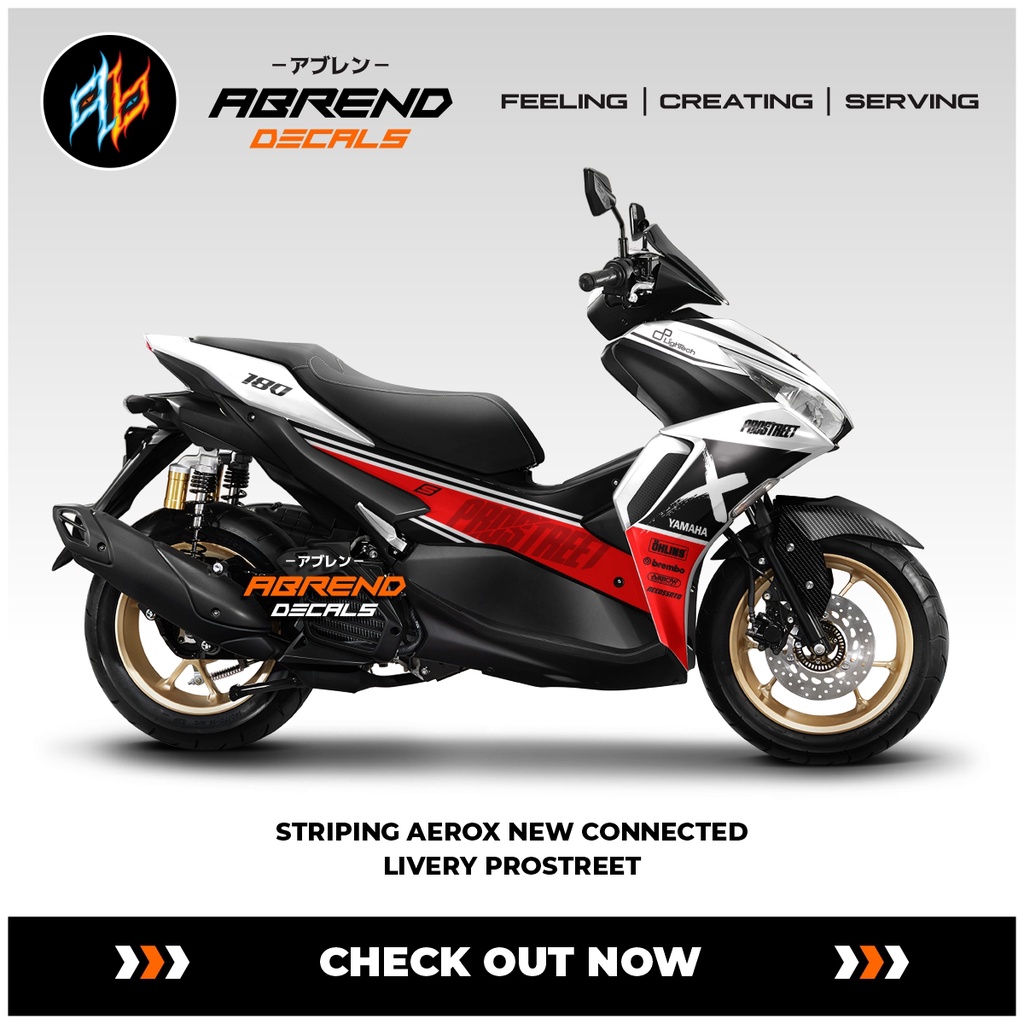 Striping Aerox New Connected Prostreet Yamaha / Stiker Motor Aerox Baru Desain Custom