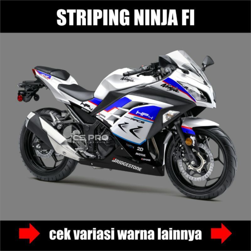 Sticker Decal Kawasaki Ninja 250 Fi Old Livery BMW HP4 - Striping Stiker Variasi Ninja Fi Lama