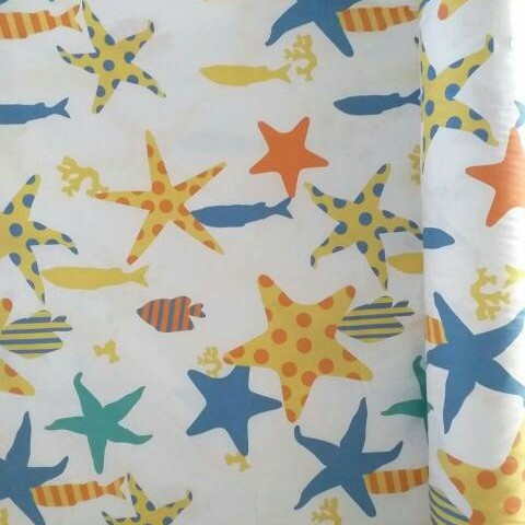 kain sprei meteran motif bintang laut katun jepang