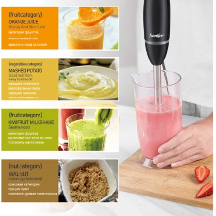 Sonifer HAND BLENDER 2 SPEED Stainless Steel FREE Gelas Takar