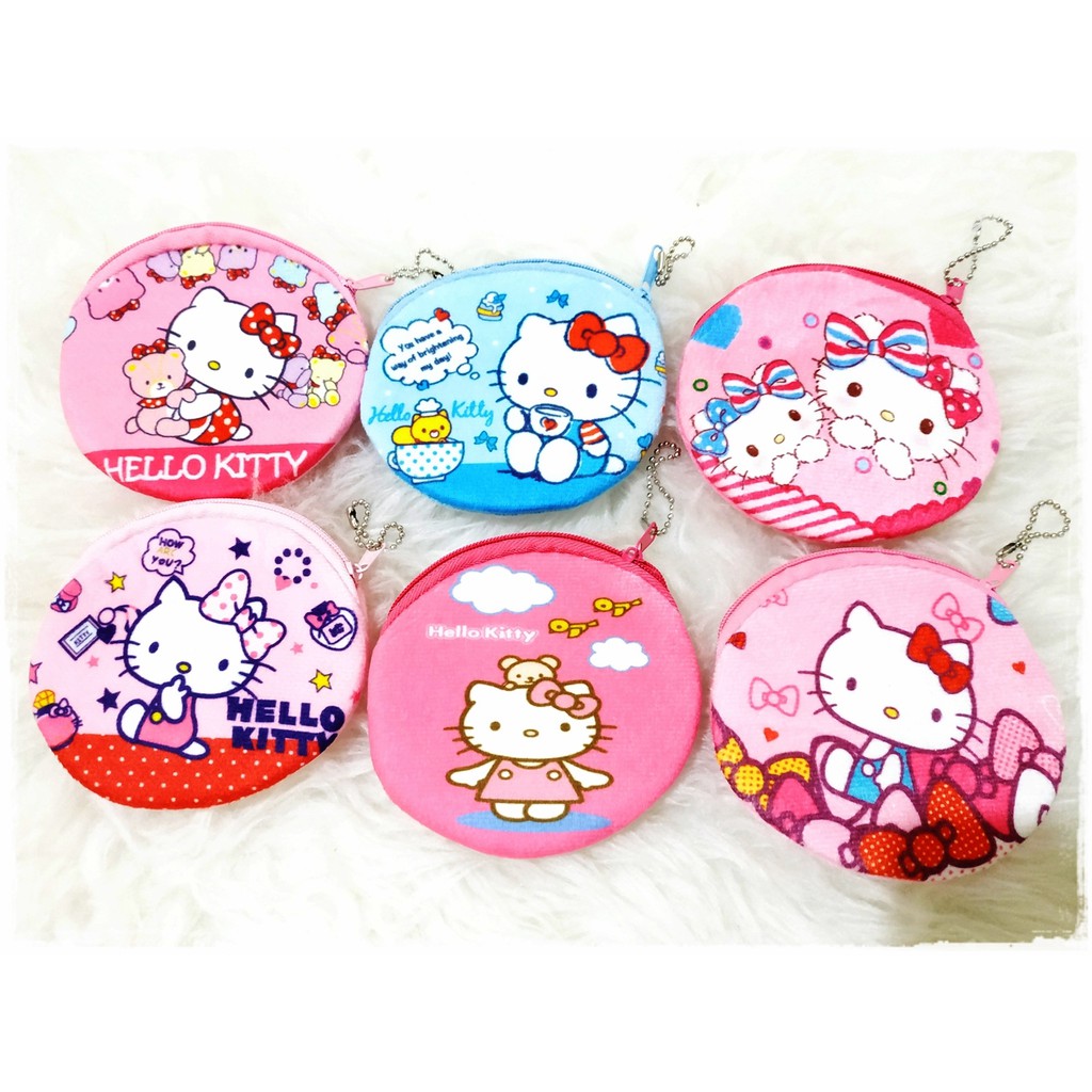 DB08 Dompet Bulu Bulat Besar Hellokitty/Bunga 11x10cm