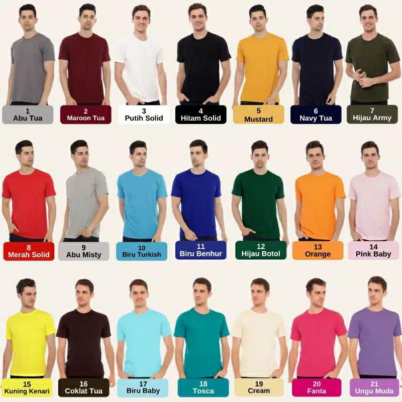 kaos polos cotton combed pria lengan pendek