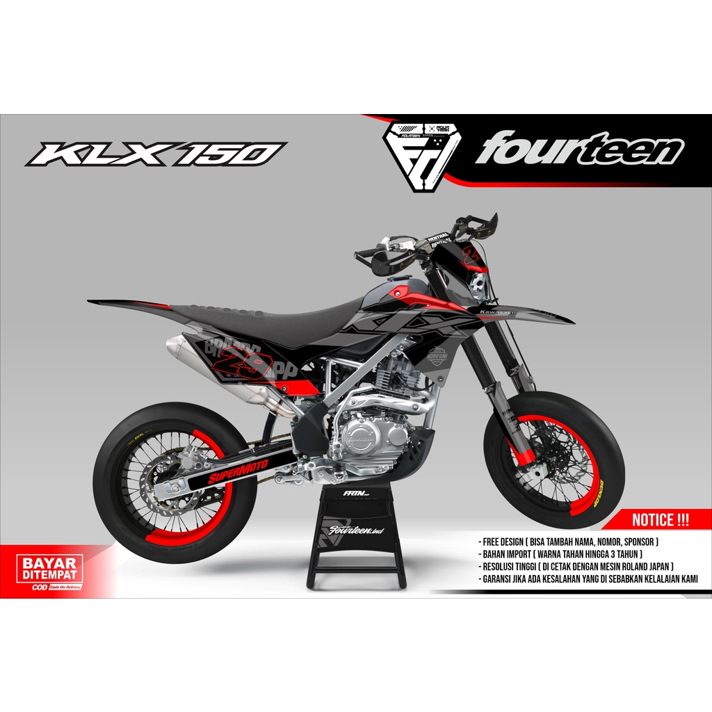 DECAL KLX 150 BF - stiker dekal klx full body custom BRAPPP MERAH
