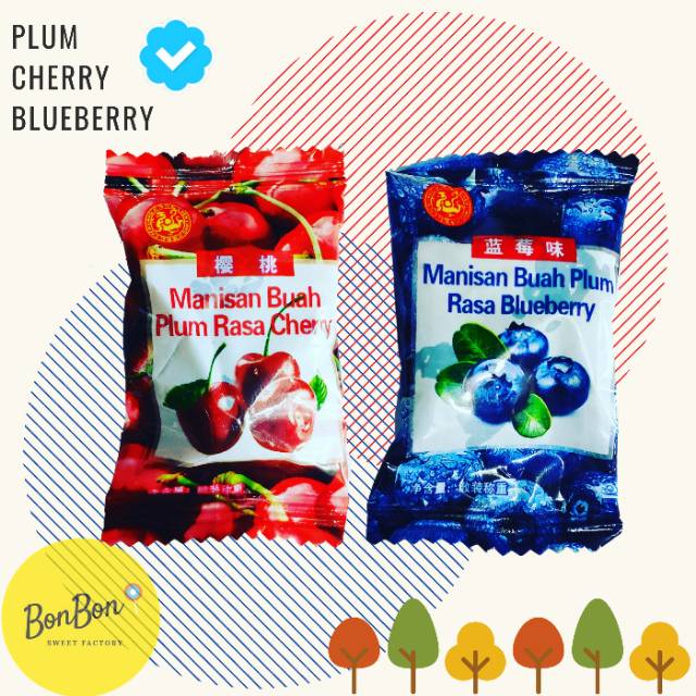 

Mix Plum Cherry & Plum Blueberry / Manisan Buah Plum Rasa Ceri Blueberi Bluebery Campur 30 Pcs