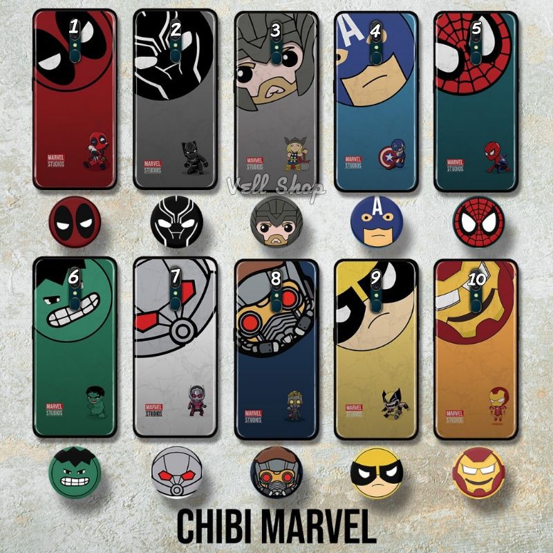 Case Baby Chibi Marvel Pop Socket Oppo Reno 4 Lite 4 4 Pro Vivo Y12s Y1s Y91 Y93 Y95 Y53 Y90 Y91c