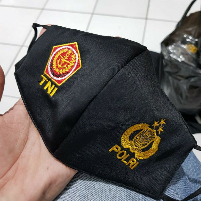 Masker kain premium 2 lapis bordir TNI POLRI