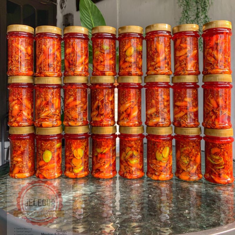 

Sambal Sambel botol ulek kemasan cumi teri pete jelegur pedas mantap