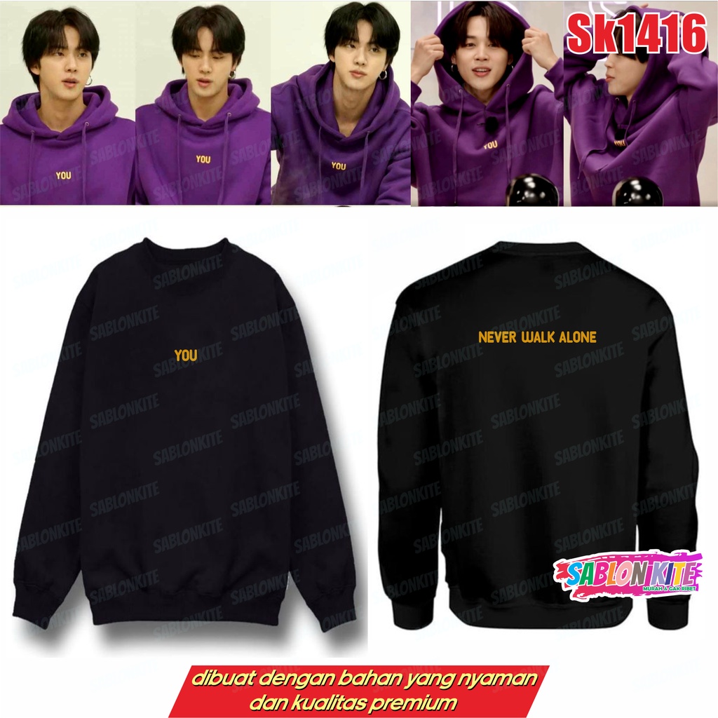 MURAH!!! SWEATER HOODIE JIMIN YOU NEVER WALK ALONE SK1416 UNISEX UNGU TUA ADA