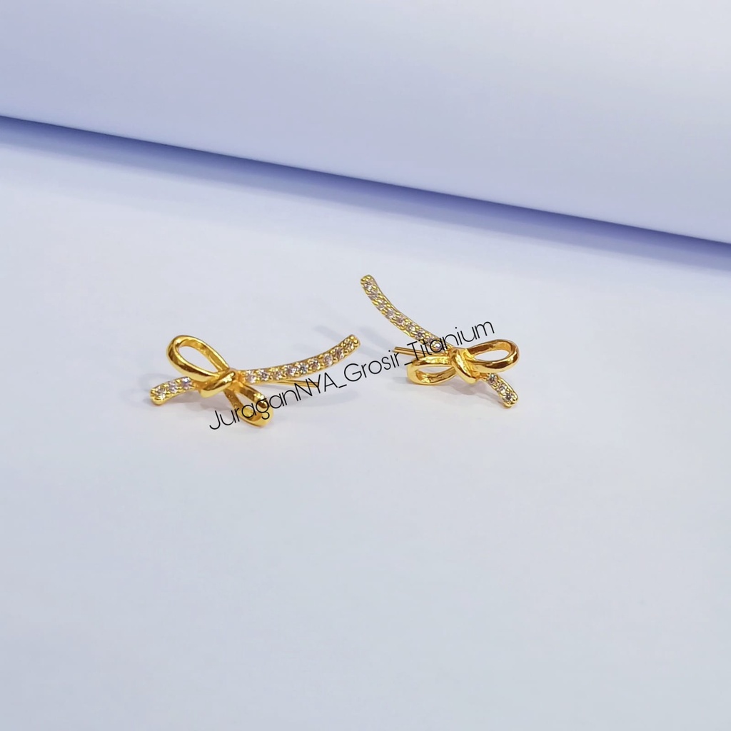 ANTING TITANIUM JALAR FASHION PERMATA PERHIASAN EMAS KOREA ANTI KARAT&amp;ANTI LUNTUR 316 SUPER TRENDY