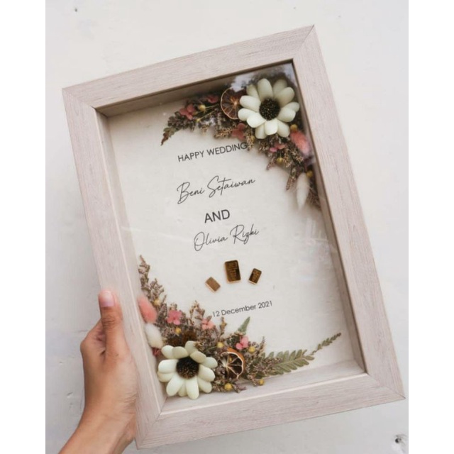 Bingkai Mahar Uang 20x30 / Mahar Pernikahan / Mahar Logam Mulia / Mahar Arasya / Mahar Uang / bingka