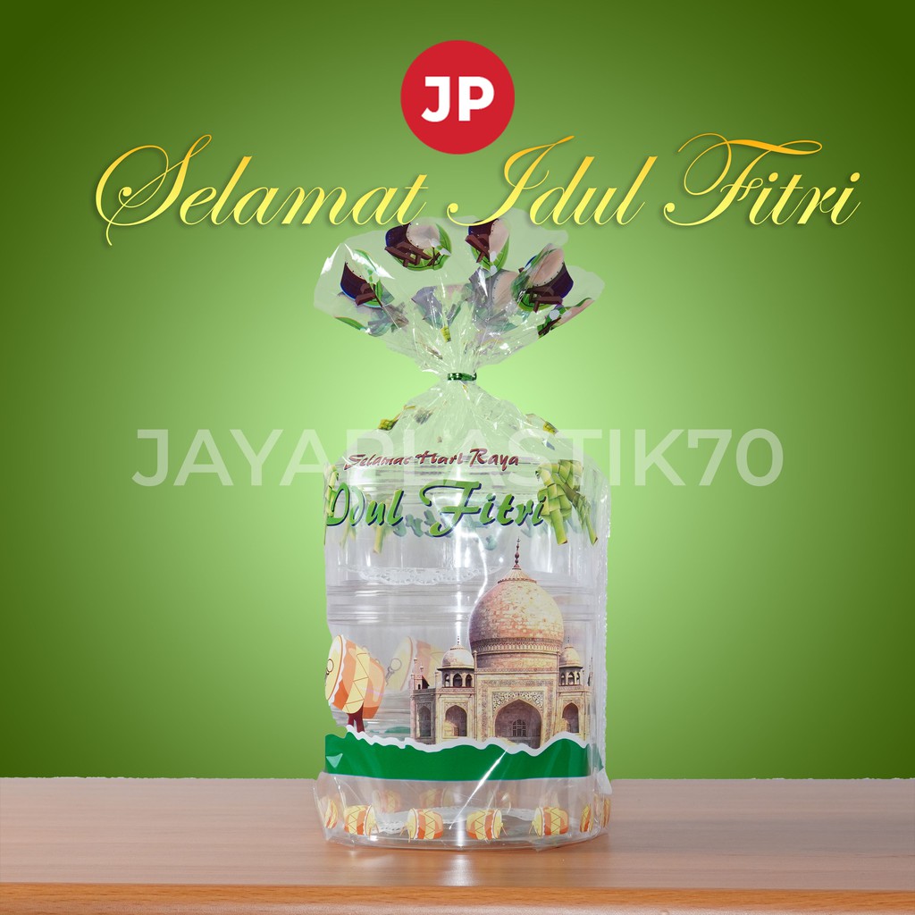 Plastik opp Motif Idul Fitri lebaran isi 12 Pcs uk: 24x45 + termasuk kawat pengikat. Muat Toples nastar 250 Ml dan 500 ml