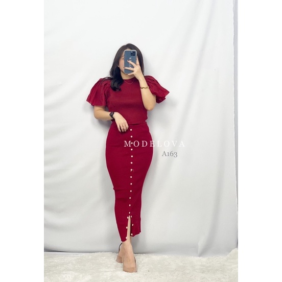 MDLV ~ A163# Donita Knit Suit Knit Bodycon Set Knit Set Premium Setelan Rajut wanita Setelan rajut Import Setelan rajut premium Fashion Import