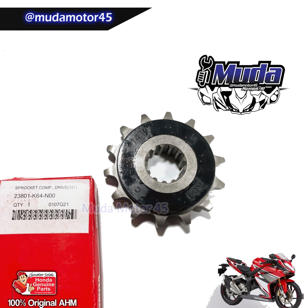 RANTAI RODA KIT CBR250RR ORI HONDA DID 520 VF 112 23801-41201-K64-N00 SPROCKET DRIVE ASSY CBR 250 BABY RR AHM GIR  GEAR SET ORIGINAL HONDA AHM DID NOT EK RK SSS-Gir depan saja