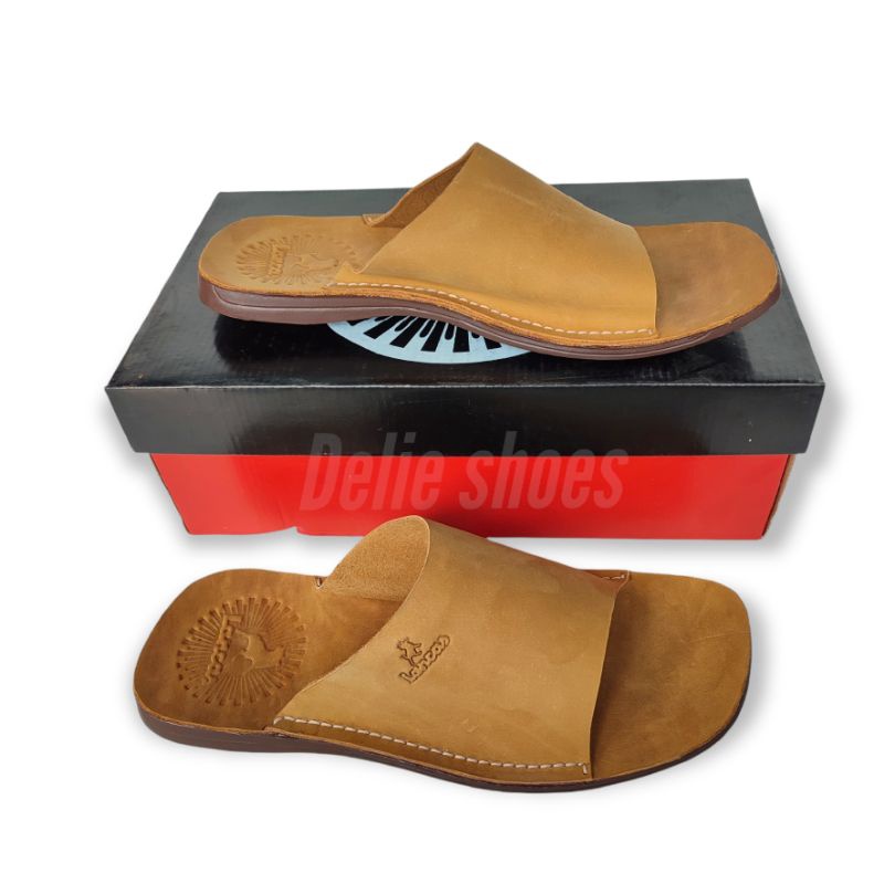 Sandal Slop Pria Kulit Asli Original Lancas/sandal slide pria casual terbaru