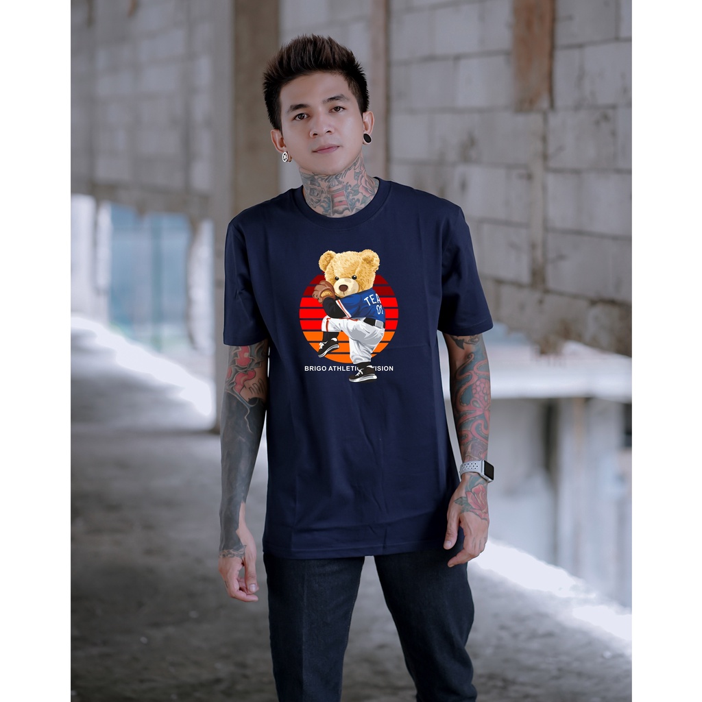 BRIGO Kaos Lengan Pendek Bear Athletic || Kaos Katun Combed M-XL || Kaos Distro BRIGO Beruang Athletic