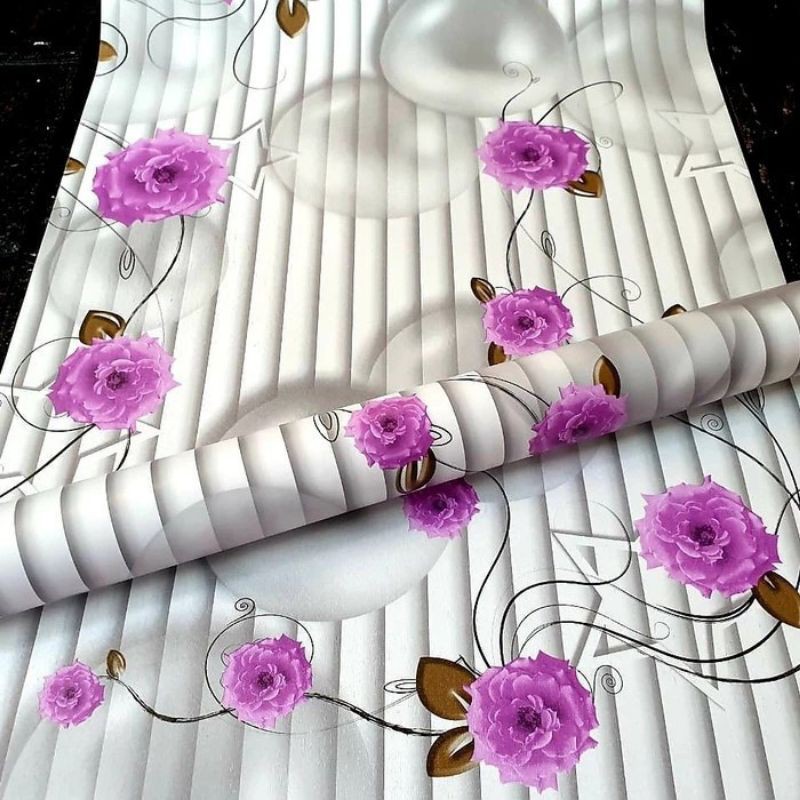 wallpaper sticker dinding bunga ungu