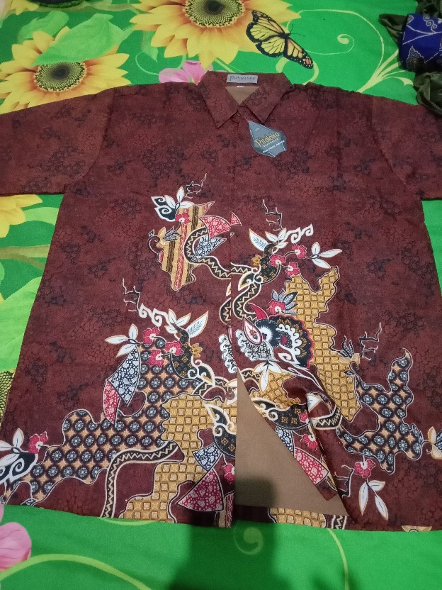 Kemeja Batik Pria Semi Sutra Sanwoz Puring Istimewa