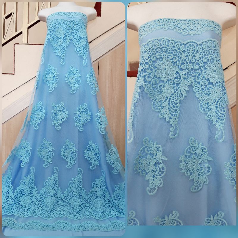 Kain tile renda bordir,tile bordir (harga per 0.5 meter)