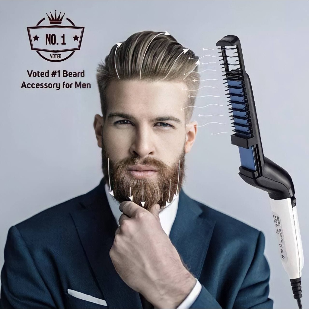 Fast Hair Styling &amp; Beard Straightener For MEN Sisir Pelurus Rambut Pria Elektrik